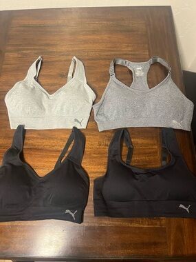 NWOT Puma Women's Sports Bra Set in Light Gray, Heather Gray White & Black